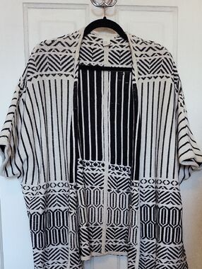H&M Black and White Knit Open Cardigan